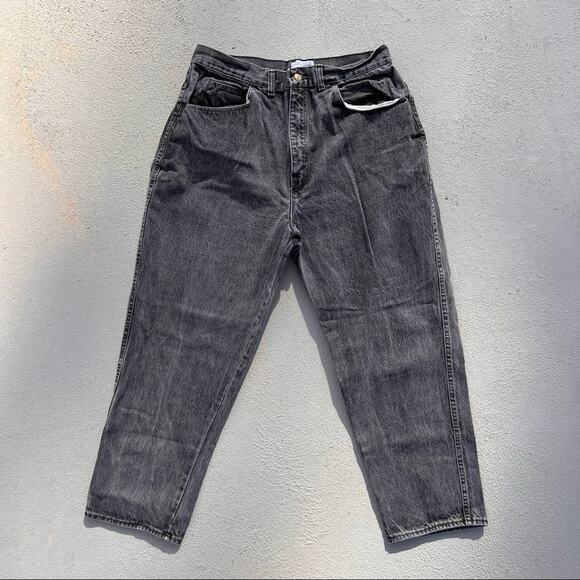 Vintage Denim - Vintage 90s Venezia black high rise taper ankle mom jeans 32" WAIST